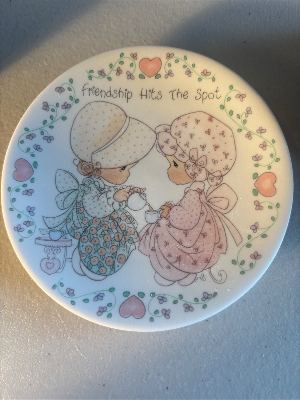 Friendship Hits The Spot Decorative Ceramic Trinket Dish - Pink & Mint